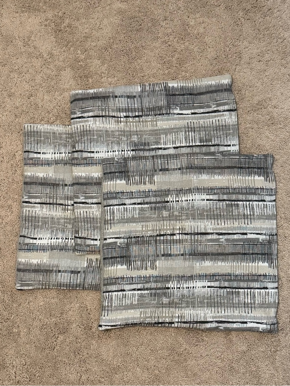 Neutral Abstract Stripe Throw Pillow Covers - Set of 3